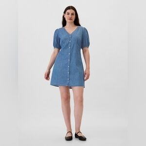 NWT GAP Chambray Dress Button Front Mini Short Sleeve size XXL